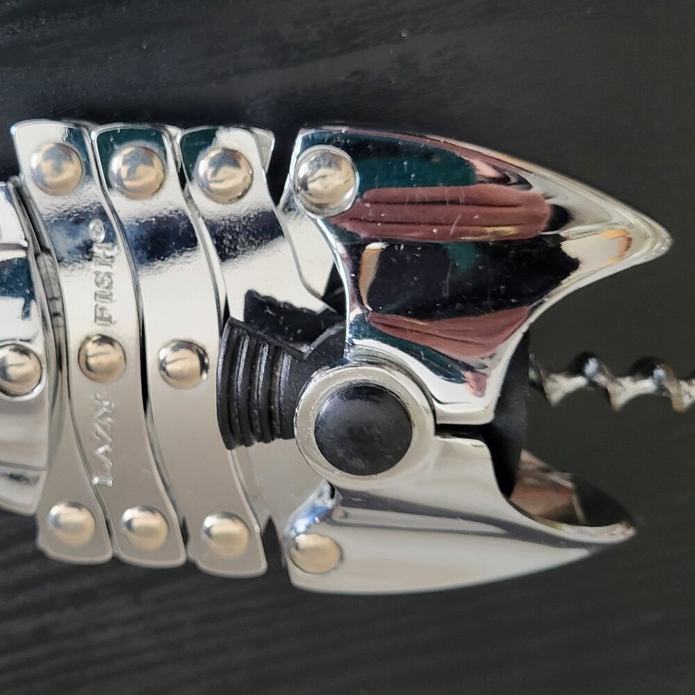 BARCRAFT LAZY FISH WINE BOTTLE CORKSCREW OPENER STAINLESS STEEL